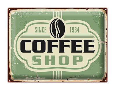 Blechschild Retro 40x30 cm Kaffee Coffee Shop since 1934 Deko Schild tin sign