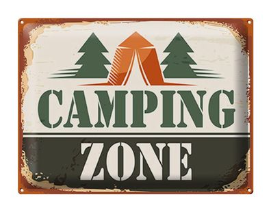Blechschild Camping 40x30 cm Camping Zone Outdoor Deko Schild tin sign