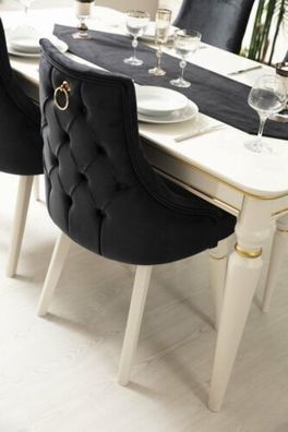 Moderner schwarzer Stuhl Design Holzstuhl Esszimmerstuhl Luxus Holz Möbel