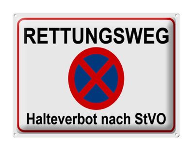 Blechschild Hinweis 40x30 cm Rettungsweg Halteverbot nach StVO Schild tin sign