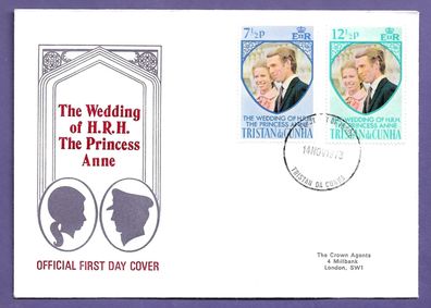 FDC Tristan da Cunha Hochzeit von Prinzessin Anne mit Mark Phillips 14.11.1973