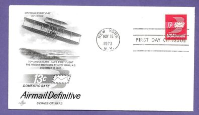 FDC USA Flugpostmarke Luftpostbrief 16.11.1973