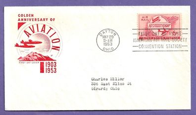 FDC USA Flugpostmarke 50 Jahre Motorflug 29.5.1953