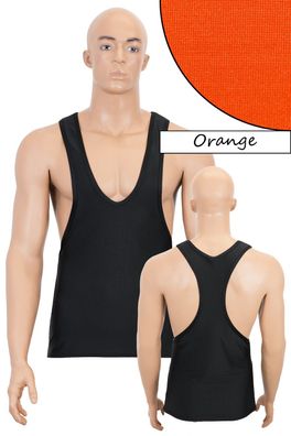 Herren Stringer-Top Orange Tanktop hauteng elastisch stretch shiny Sport Shirt