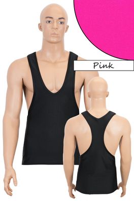 Herren Stringer-Top Pink Tanktop hauteng elastisch stretch shiny Sport Shirt