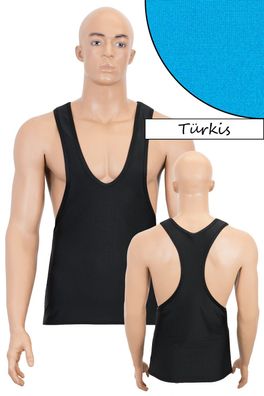 Herren Stringer-Top Türkis Tanktop hauteng elastisch stretch shiny Sport Shirt