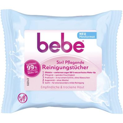 1 x Bebe 5in1 Pflegende Reinigungst?cher Abschminkt?cher Miniformat 7 St?ck