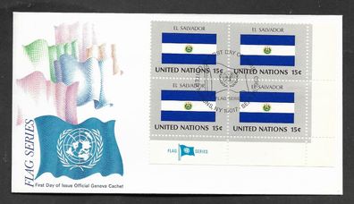 FDC UNO New York 4 Belege Flaggen der Mitgliedstaaten 26.9.1980