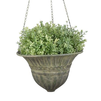 Wand Topf Aged Metall Grün Hänge Blumen Ampel Korb Vase Um Topf zum Aufhängen S