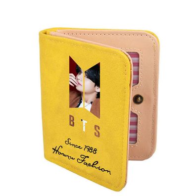 Kpop BTS kurze Portemonnaie Mädchen Geldbörsen Cartoon Kartenhalter Gelb