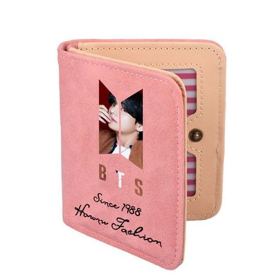 Kpop BTS kurze Portemonnaie Mädchen Geldbörsen Cartoon Kartenhalter Rosa01