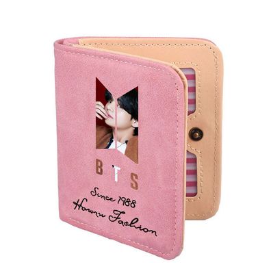 Kpop BTS kurze Portemonnaie Mädchen Geldbörsen Cartoon Kartenhalter Rosa02