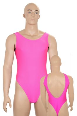 Herren Stringbody tiefer Rückenausschnitt ohne Ärmel Pink shiny elastisch