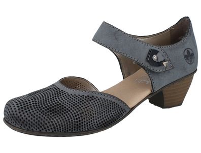 RIEKER Dusty Damen Pumps Softlack blau Leder