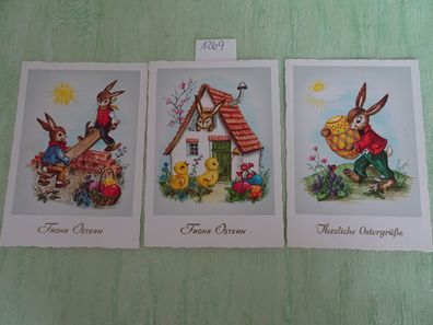 3x alte Postkarte AK Arthur Krüger Western Germany Frohe Ostern Osterhase