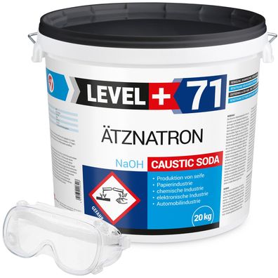 Ätznatron Rohrreiniger Caustic Soda 20kg Seifenindustrie + Schutzbrille Set RM71