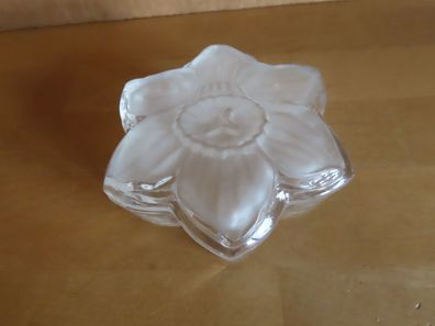 Zierschälchen kleine Schale mit Deckel Form Osterglocke Narzisse Glas