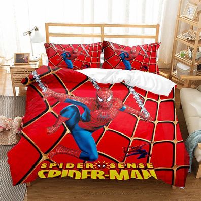 3tlg. Set Partnerbettwäsche Spiderman Mikrofaser bettbezug Kinder Bettwäsche Geschenk