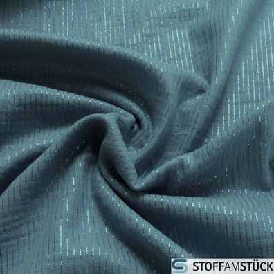 Stoff Baumwolle Musselin jeansblau Streifen Glitter Double Gauze Gaze