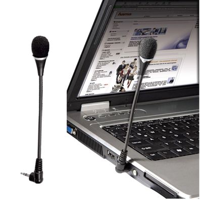 Hama Mikrofon 3,5mm Klinke Mikro Mic Micro für VoIP Teams Skype PC Notebook etc
