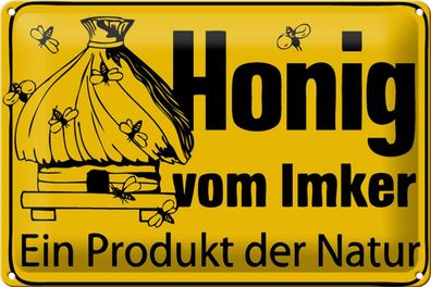 Blechschild Hinweis 30x20 cm Honig vom Imker Naturprodukt Deko Schild tin sign