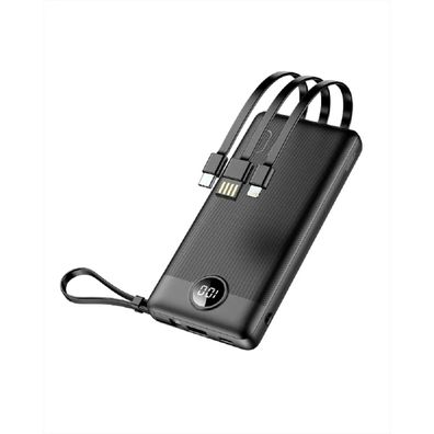 VEGER Powerbank C10 - 10 000mAh (Micro + Typ C + iPhone) Ladekabel Schwarz (W1116)