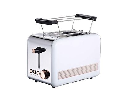 Toaster Retro 2-Scheiben Toaster Toastautomat 850 Watt weiß rosegold