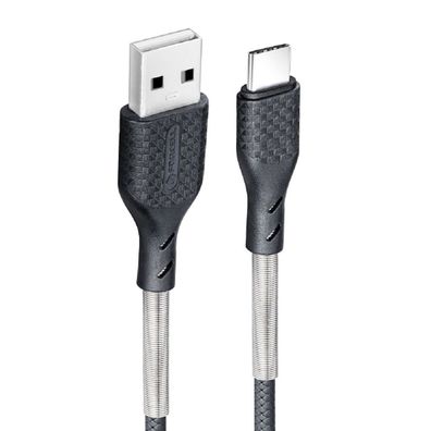 Forcell Carbon Ladekabel USB auf Typ C QC3.0 3A CB-02B zum Aufladen und für die ...