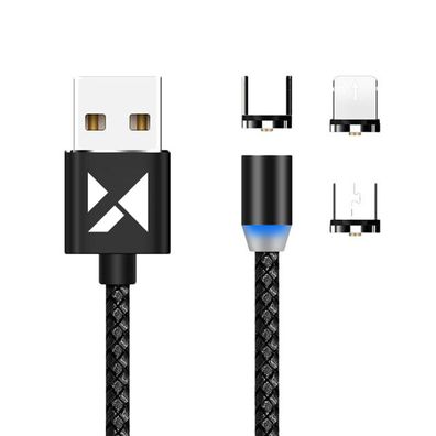 Wozinsky Magnetkabel USB / Micro USB / USB Type C / iPhone-Anschluss Kabel 2.4A ...