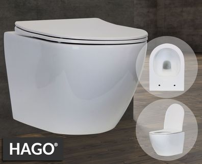 Spülrandloses Keramik Hänge-WC Set WC-Sitz Klobrille Absenkautomatik Soft Close ...