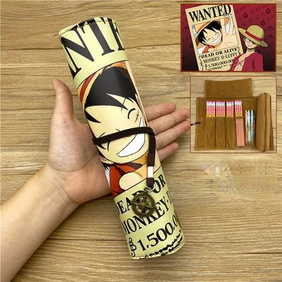 Anime One Piece Druck Reel Federmäppchen Luffy Zoro Schreibwaren Pencil Case