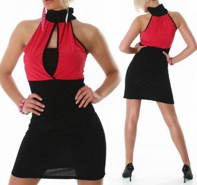 SeXy Miss Trendy Damen Pencil Mini Kleid Stretch Dress schwarz pink 34/36/38 NEU