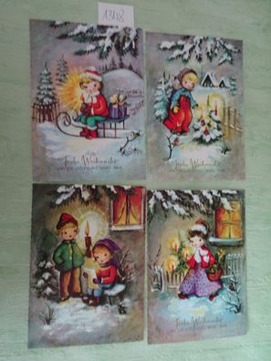 4 alte Postkarten AK Sü Verlag West Germany Serie 13 Kinder wünschen frohe Weihnacht