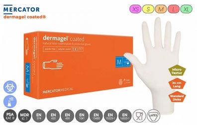 Mercator dermagel® coated - Medizinische Latex-Schutzhandschuhe, texturierte Obe