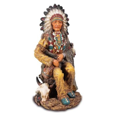 Western Figur mit Friedenspfeife sitzender Indianer