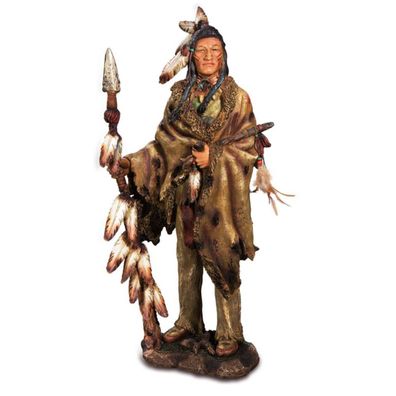 Western Figur Indianer steht mit Lanze