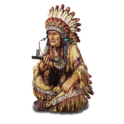 Sitzender Indianer Häuptling mit Pfeife