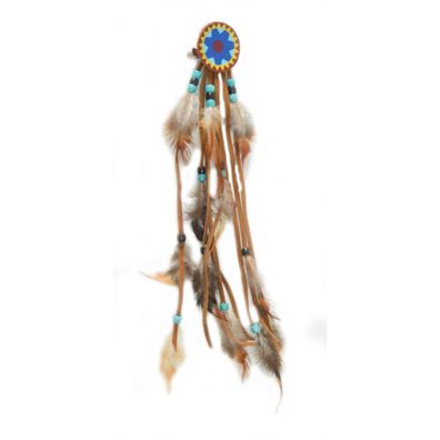Indianer Kopfschmuck mit Perlen und Lederriehmen