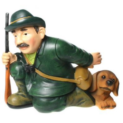 Funny Beruf - Figur Flaschenhalter Jäger mit Gewehr & Hund