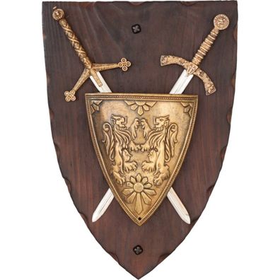 Wanddisplay mit Schwert Brieföffner Templer und Claymore Highlander