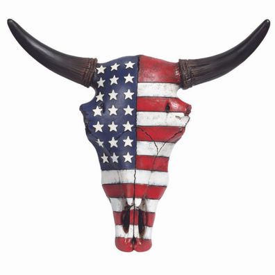 Büffel Totenkopf mit US Flagge verziert