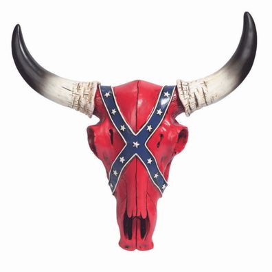 Büffel Totenkopf mit Civil War Flagge verziert