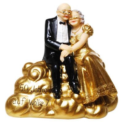 Spardose Gold Hochzeitspaar auf Wolke 7 mit Pfropfen