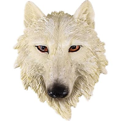 Kleiner Magnet sitzender weißer Wolf