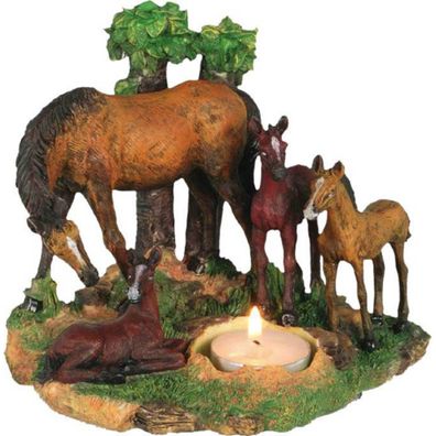 Teelicht Pferd mit drei Fohlen