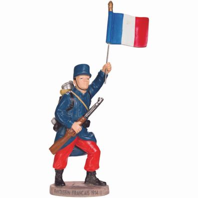 Französischer Soldat mit Fahne 1914 WWI