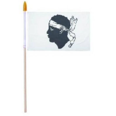 Flagge Korsika Fahne mit Stab Flagge 10x15cm