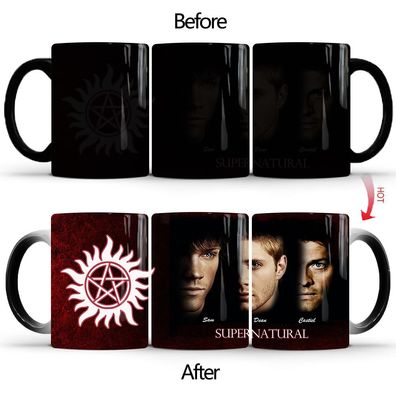 Supernatural Dean Sam Castiel Thermoeffekt Tasse Ceramic Kaffee Milch Becher