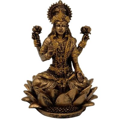 Kleine Dekofigur hinduistische Göttin Lakshmi bronzefarben