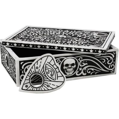 Schmuckdose Ouija Spirit Board mit Planchette mit Totenkopf